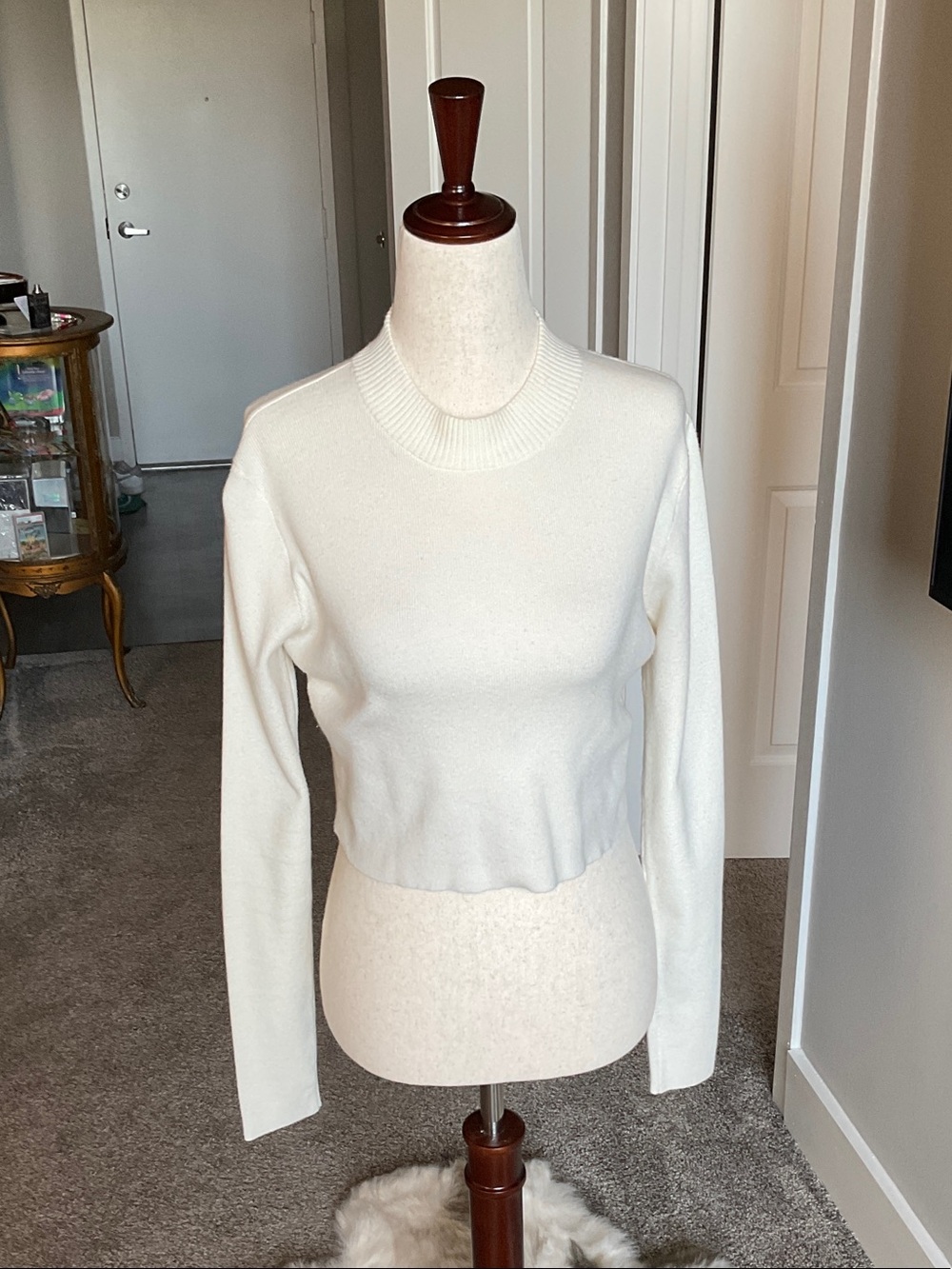 Altar'd State Cream Ribbed Crewneck Sweater